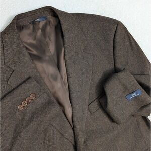 NEW VTG Brooks Brothers 346 Brown Herringbone Lambswool Blazer Jacket - 42 SH